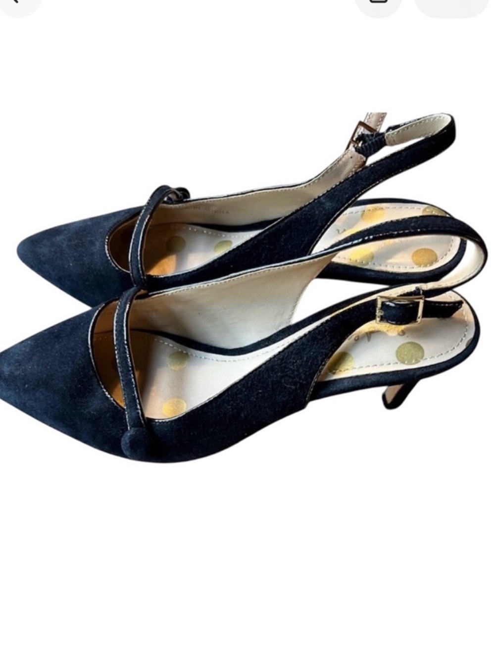 Boden Black Suede Slingback Heels | Size 37 | Real Leather Kitten Heel Shoes